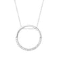 Sterling Silver Rhodium Plated Circle CZ Necklace