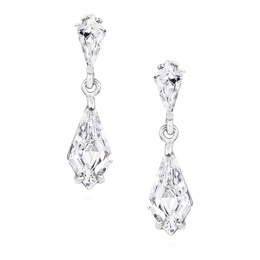 Sterling Silver CZ Art Deco Bridal Earrings