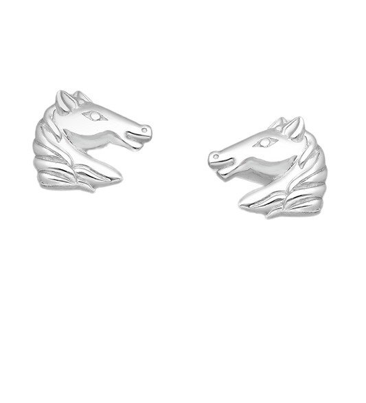 Sterling Silver Horse Head Stud Earrings