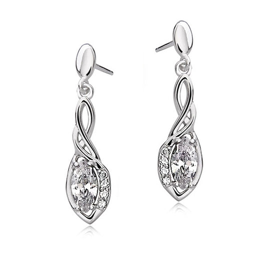 Sterling Silver CZ Teardrop Earrings