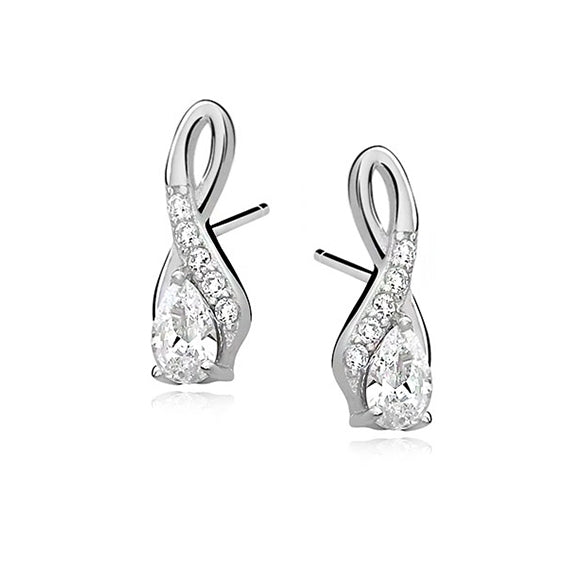 Sterling Silver Cubic Zirconia Twist Earrings - Melchior Jewellery 