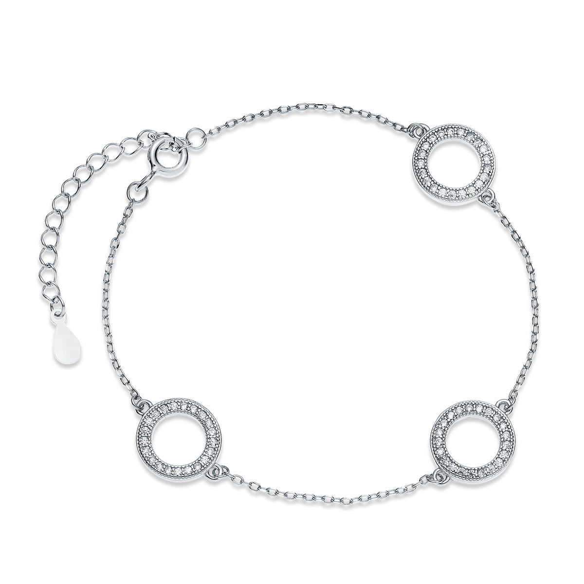 925 Sterling Silver CZ Circles Bracelet