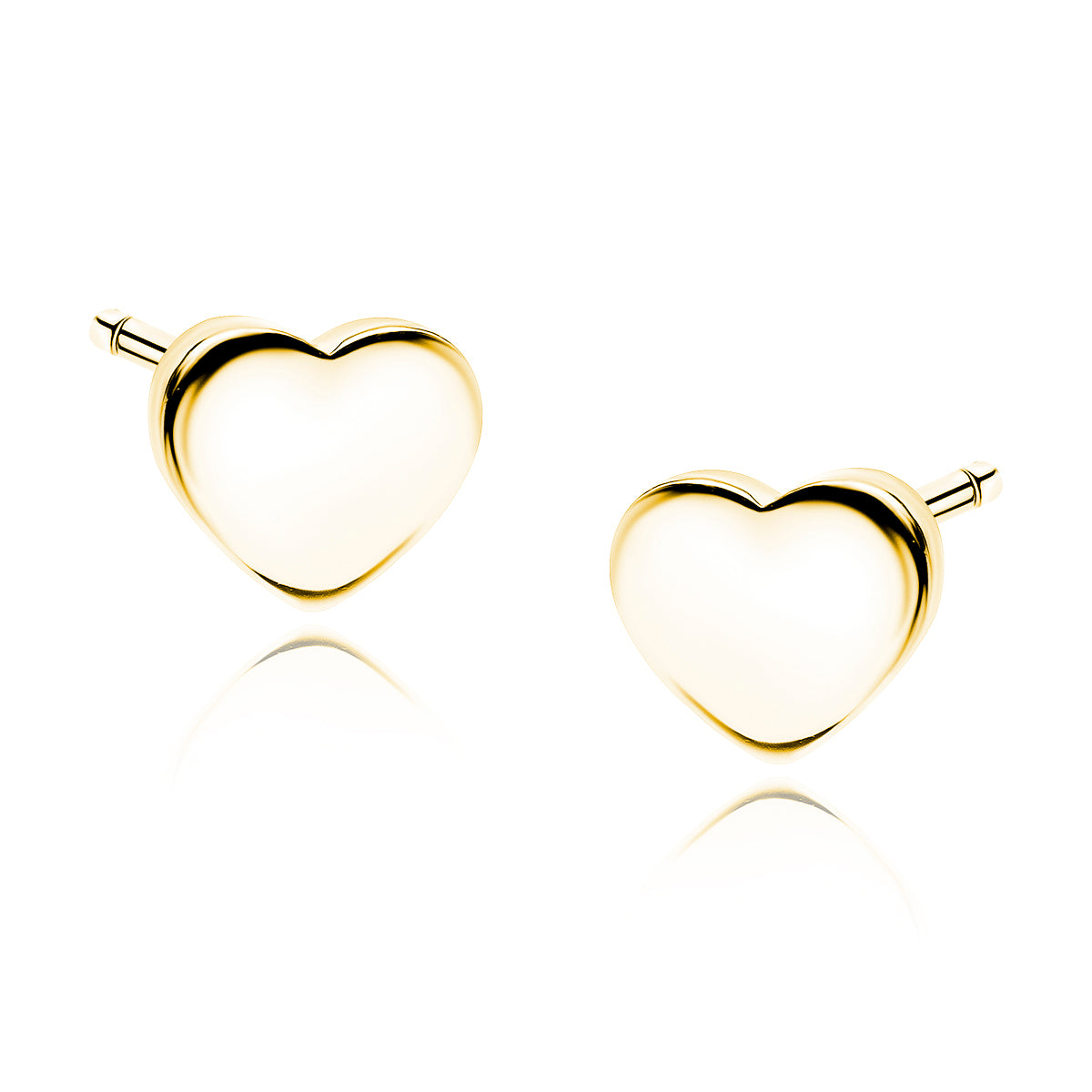 14ct Gold Plated 925 Sterling Silver Heart Stud Earrings