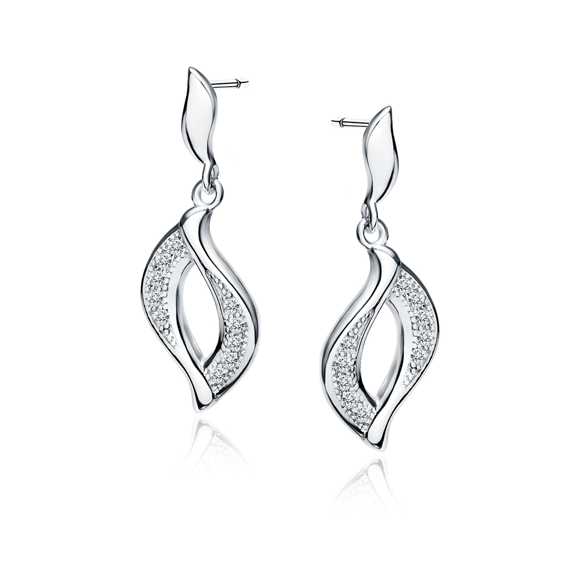 Sterling Silver CZ Open Drop Earrings