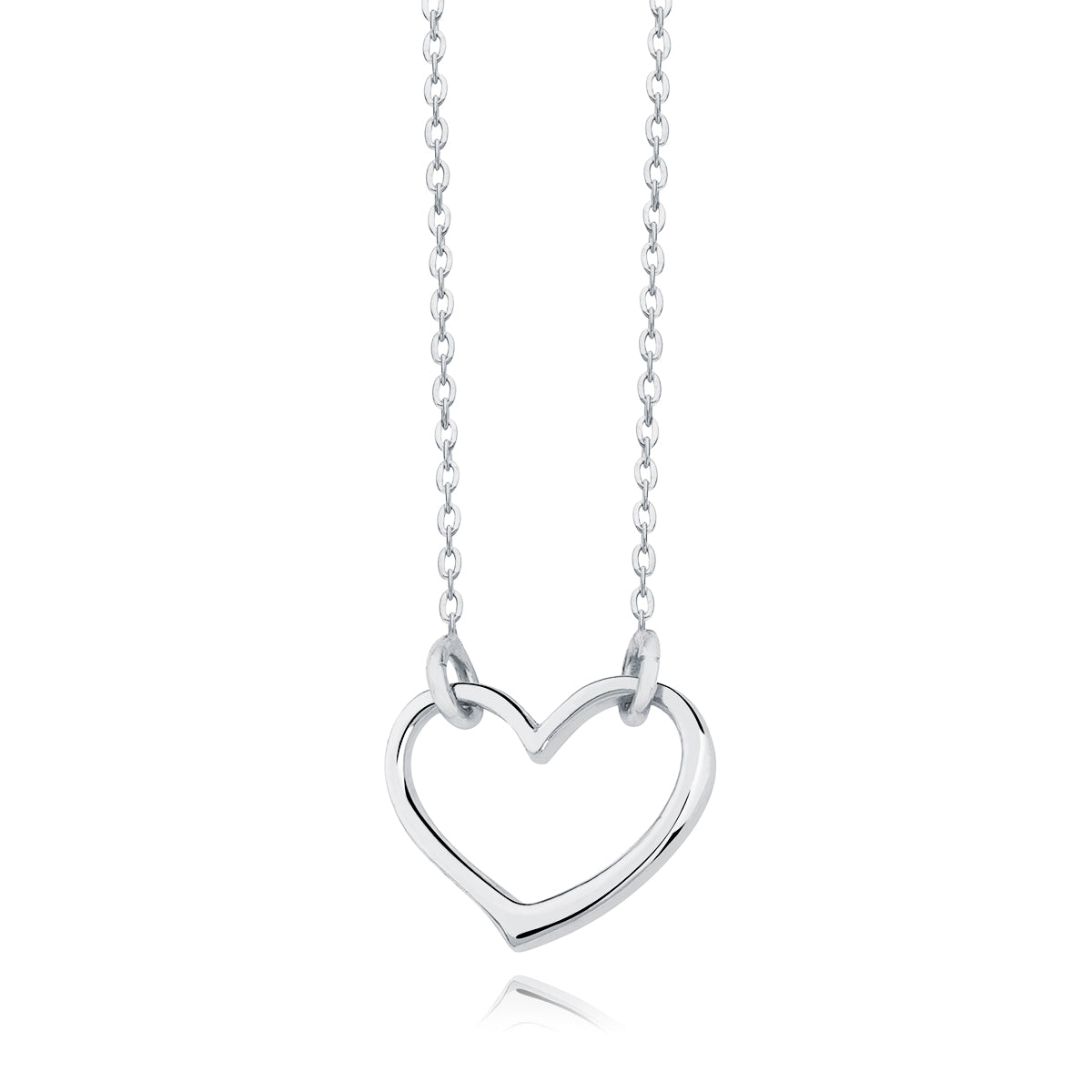 Sterling Silver Rhodium Plated Open Heart Choker Necklace