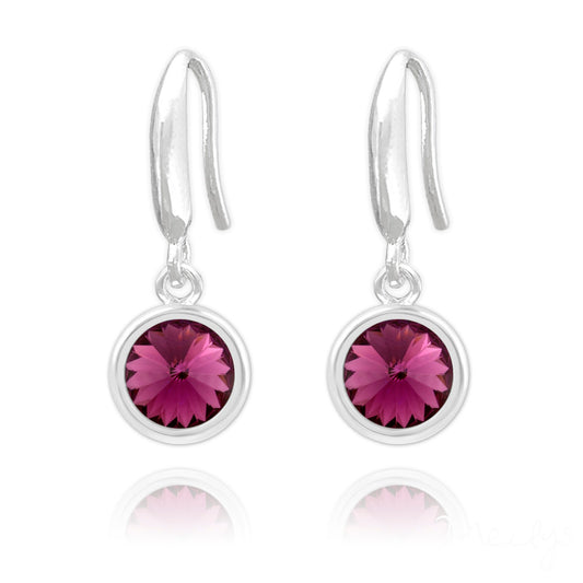 Sterling Silver Drop Earrings Created with Swarovski® Crystals - Amethyst