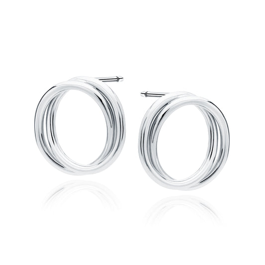 Sterling Silver Twisted Interlocking Circle Stud Earrings