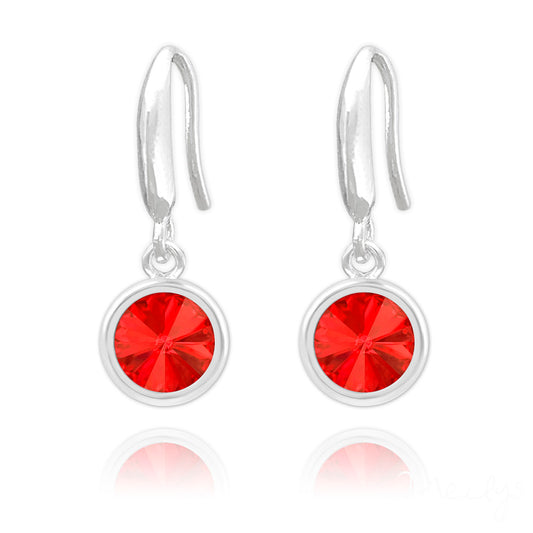 Sterling Silver Drop Earrings Created with Swarovski® Crystals - Red