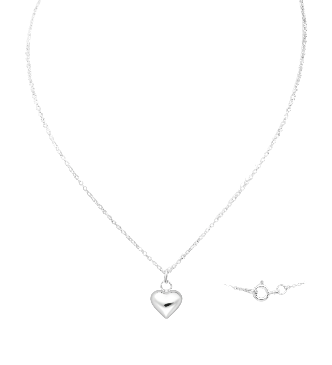 Sterling Silver Plain Heart Necklace