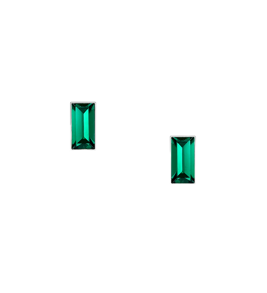 Sterling Silver Small Emerald Stud Earrings