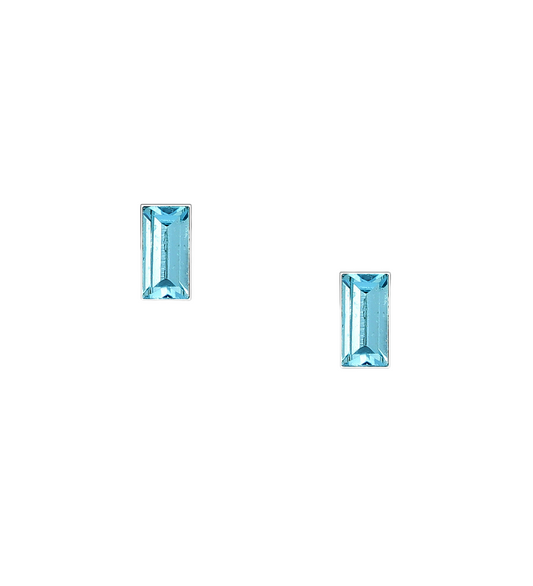 Sterling Silver Small Aqua Stud Earrings