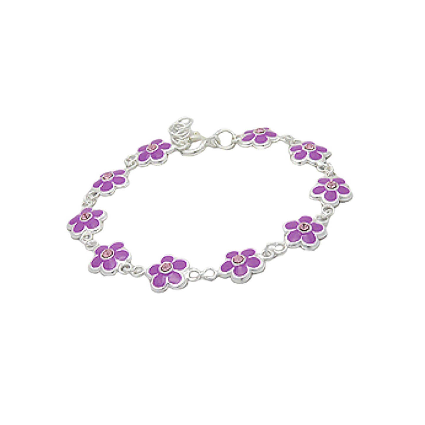 Children's Sterling Silver Purple Flower CZ Bracelet