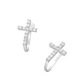 Sterling Silver CZ Pave Set Cross Ear Cuffs