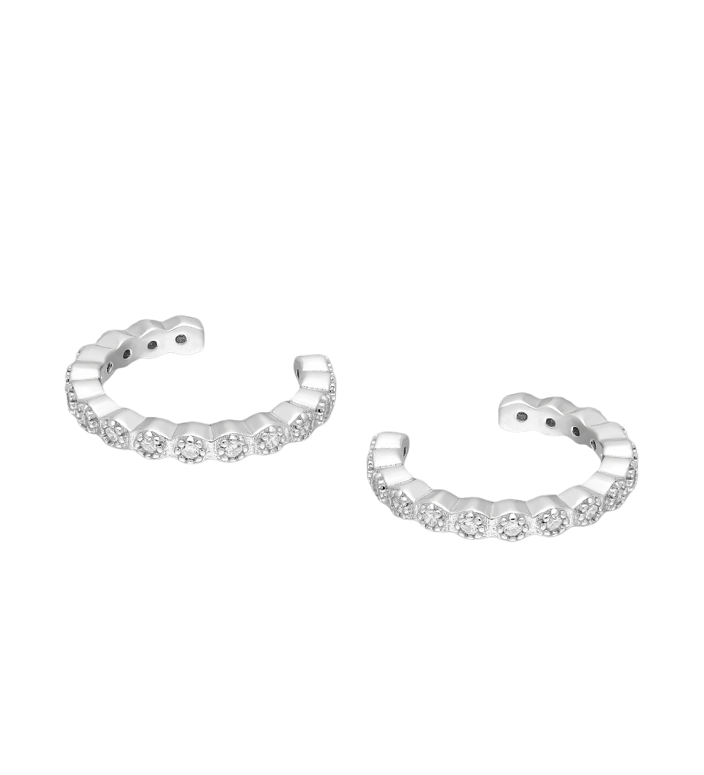 Sterling Silver Clear Cubic Zirconia Ear Cuffs