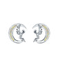 Sterling Silver Moon & Angel White Opal Stud Earrings