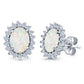 Sterling Silver White Opal Halo Stud Earrings