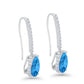 Sterling Silver Blue Topaz CZ Teardrop Drop Silver Birthstone Earrings