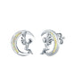 Sterling Silver Moon & Angel White Opal Stud Earrings