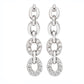Sterling Silver White Zirconia Stone Set Drop Link Earrings