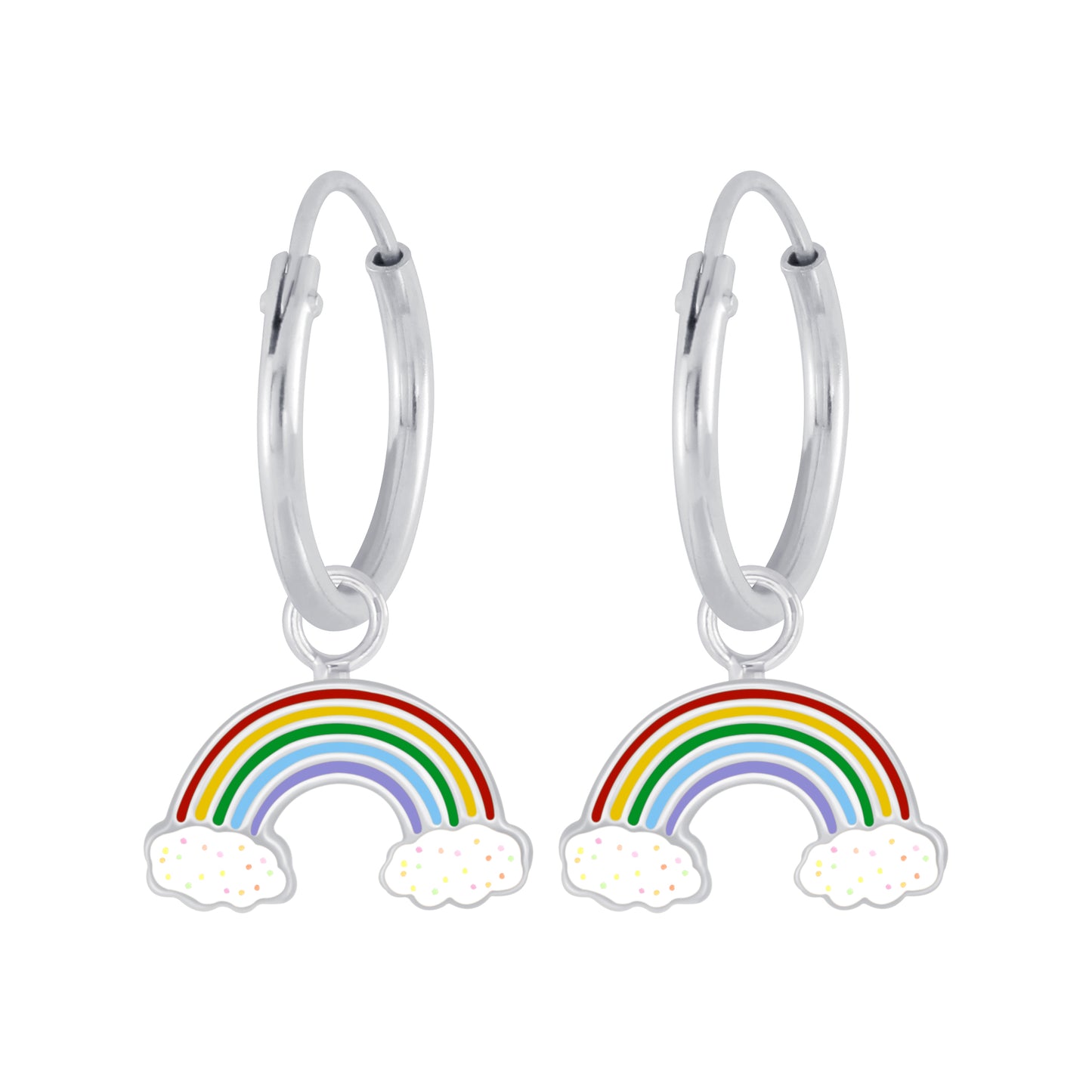 Children's Sterling Silver Colourful Rainbow Hoop Earrings