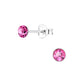 Melchior Jewellery 4mm round cubic zirconia earrings for children in bright pink with silver studs