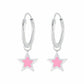 Children's Sterling Silver Pink Star Hoop Earrings