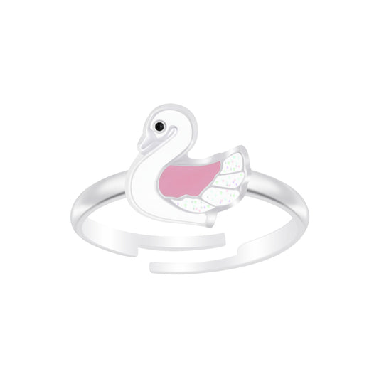 Children's Sterling Silver Adjustable Swan Ring