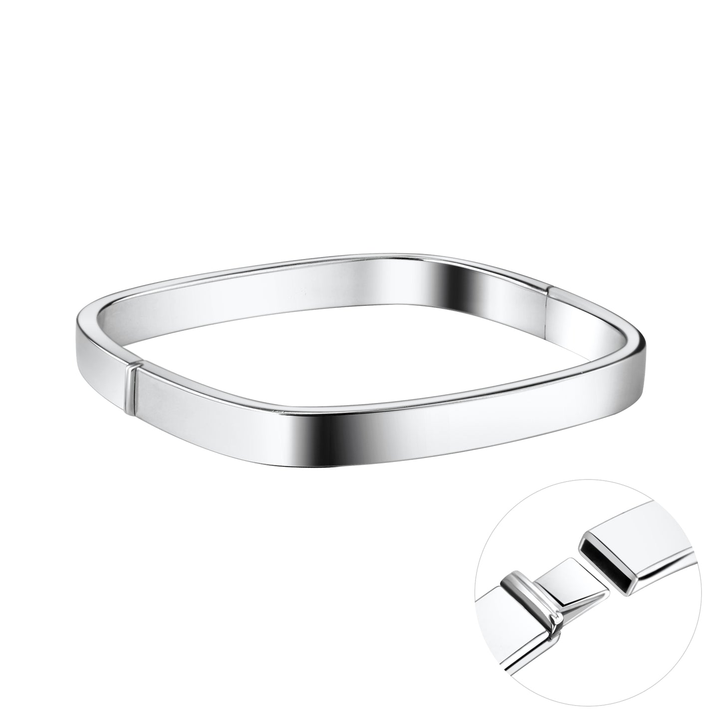 7mm Sterling Silver Square Hinged Bangle