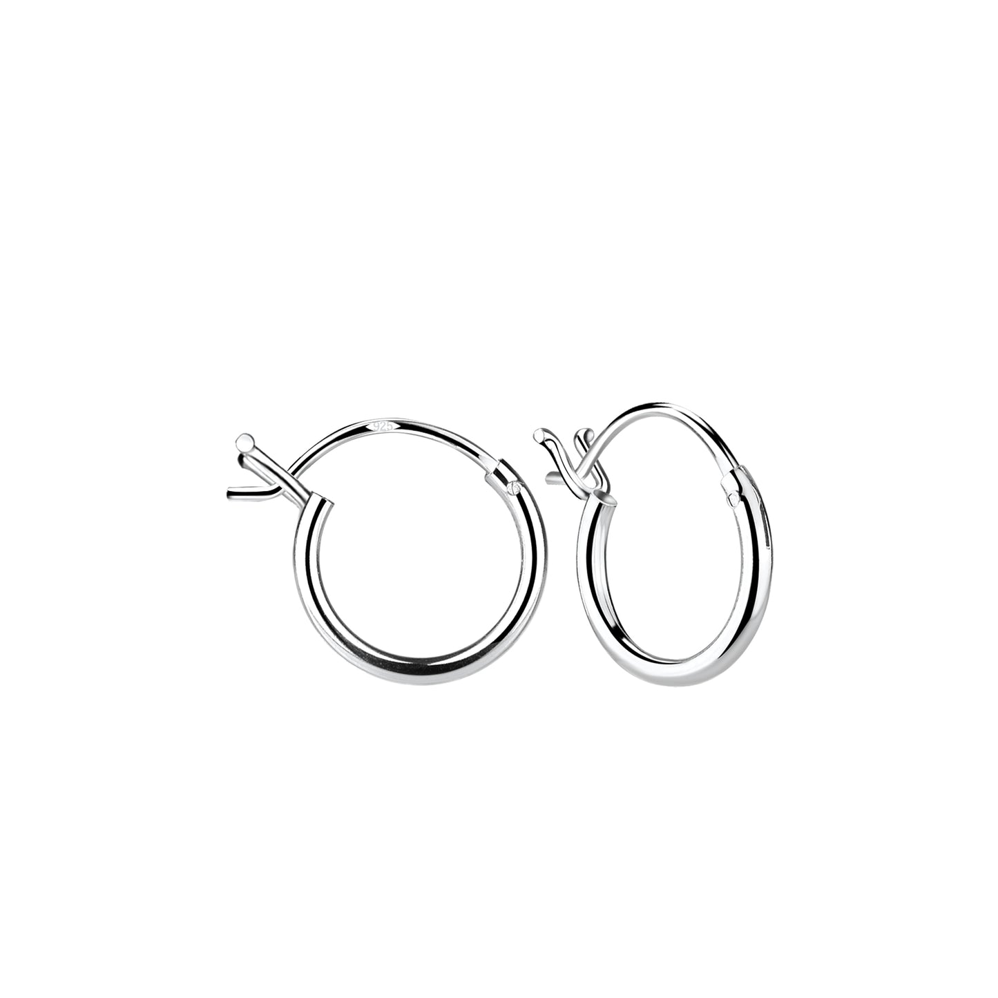 Sterling Silver 10mm French Lock Hoop Earrings