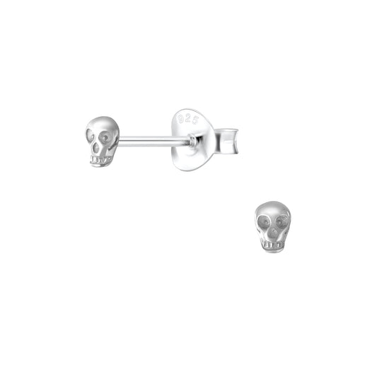 Sterling Silver Tiny Skull Stud Earrings