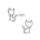 Sterling Silver CZ Cat Stud Earrings