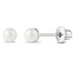 Children's Sterling Silver 3mm White Pearl Screw Back Earrings