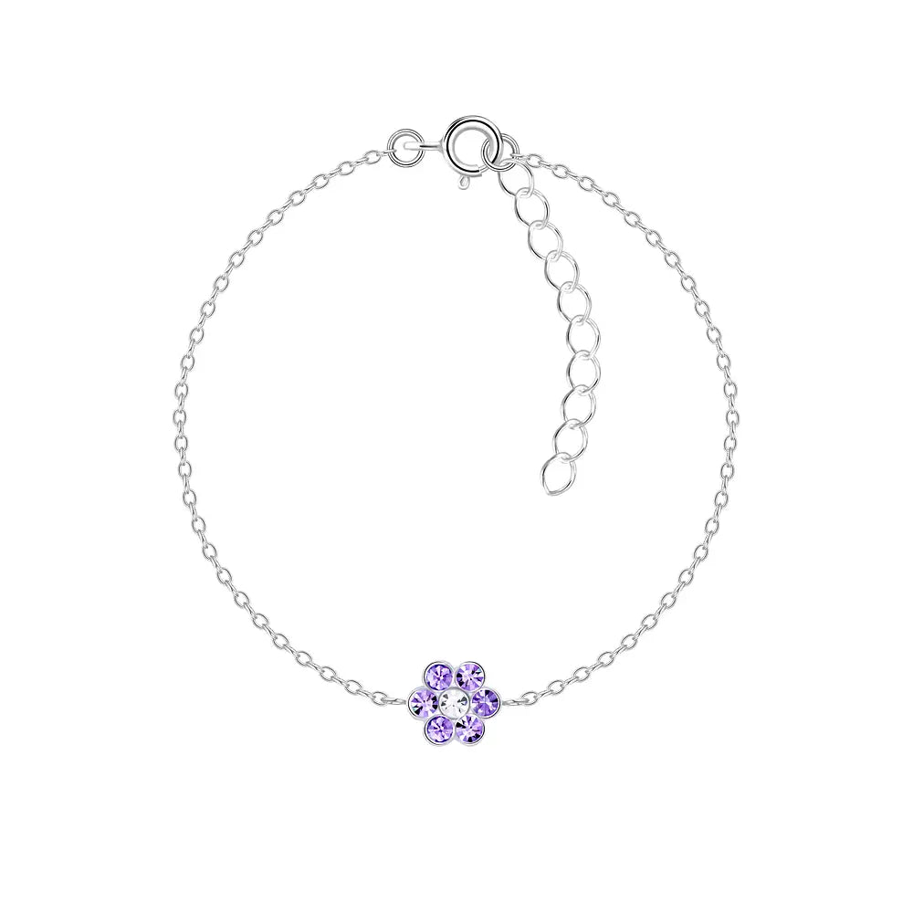 Children's Sterling Silver Crystal Flower Bracelet