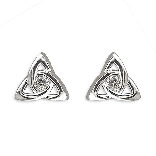Silver Cubic Zirconia Celtic Trinity Knot Stud Earrings