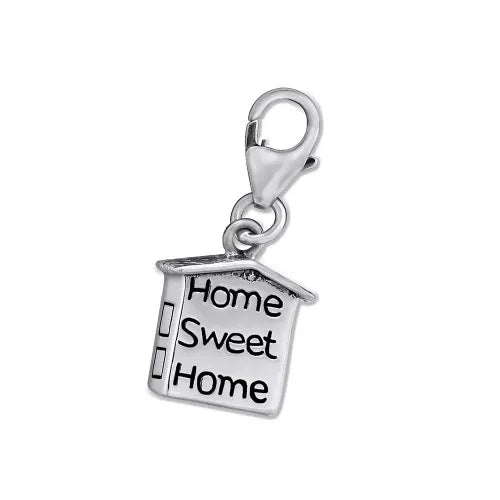 Sterling Silver 3D Home Sweet Home Clip on Charm