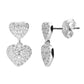 Sterling Silver White Cubic Zirconia Heart Drop Earrings