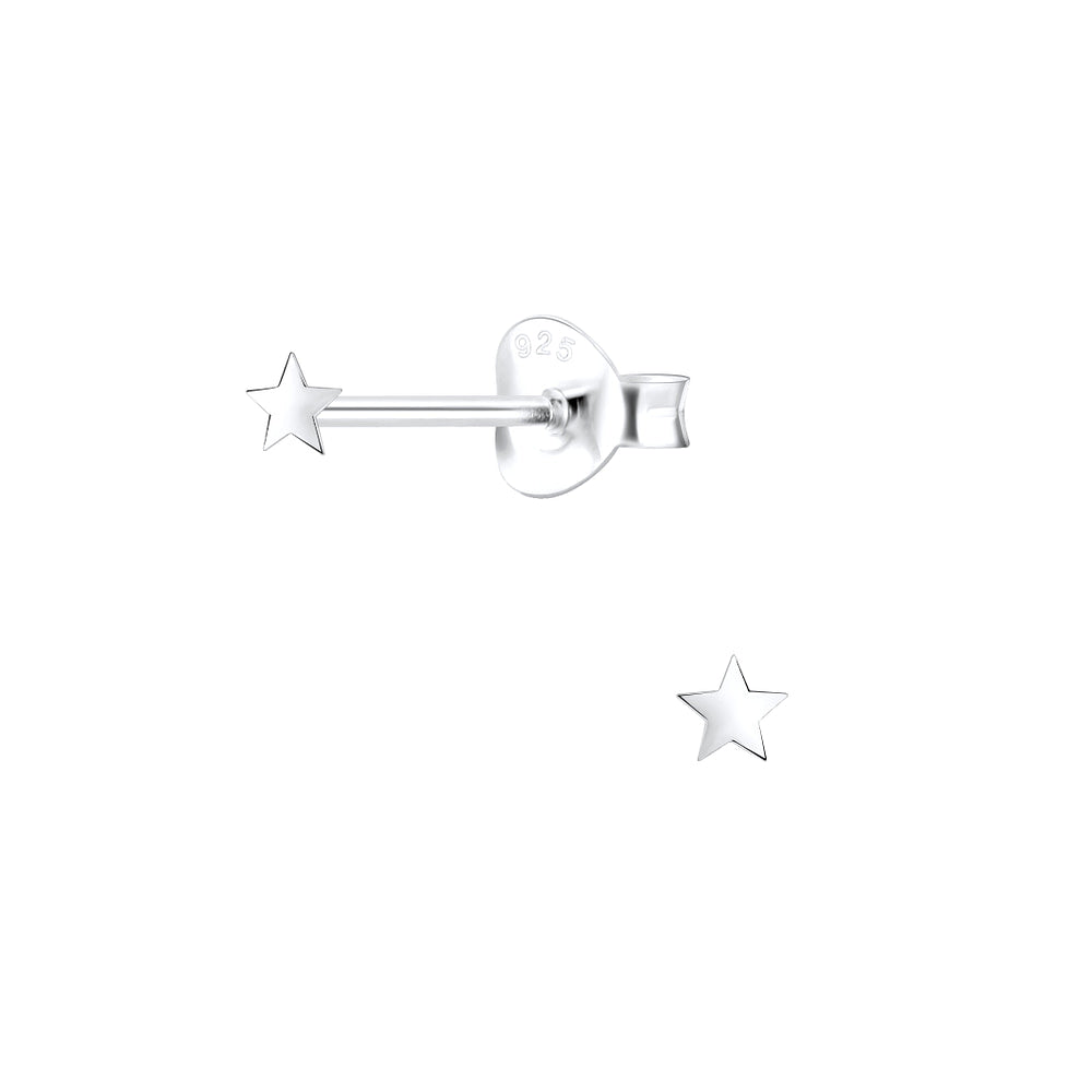 Children's Sterling Silver Tiny 3mm Star Stud Earrings