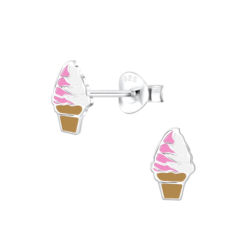 Children's 925 Sterling Silver Ice Cream Cone Earrings