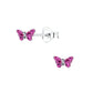 Children's Sterling Silver Small Rose Pink Butterfly Stud Earrings