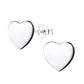 Sterling Silver Plain Flat Heart Stud Earrings