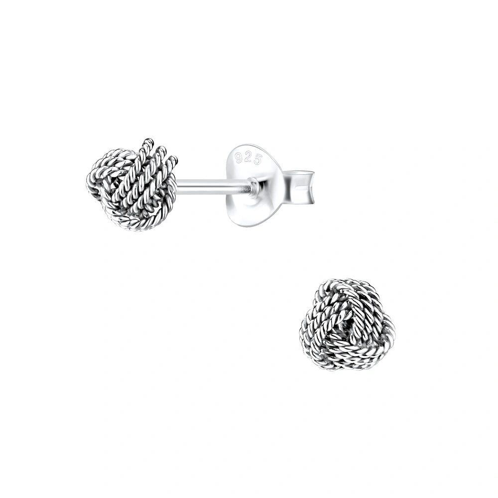 Sterling Silver 5mm knot Rope Stud Earrings