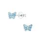Children's Sterling Silver Blue Crystal Butterfly Stud Earrings