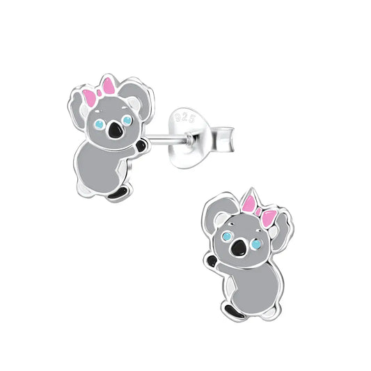 Children's 925 Sterling Silver Koala Bear Stud Earrings