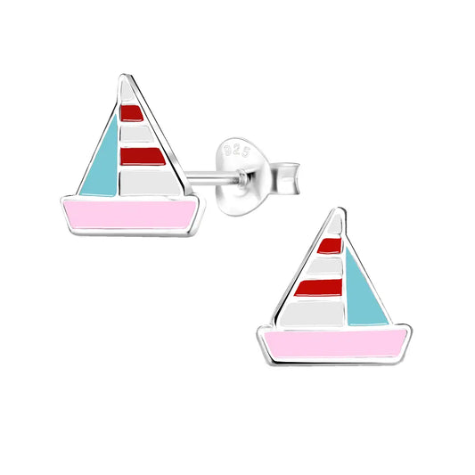 Children's Sterling Silver Sailing Boat Stud Earrings