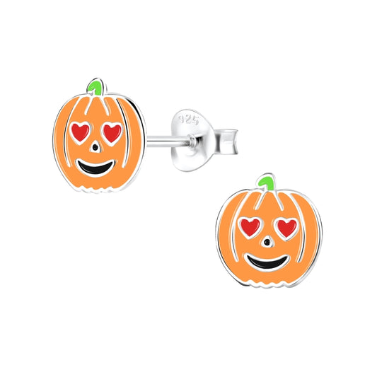 Children's 925 Sterling Silver Pumpkin Stud Earrings