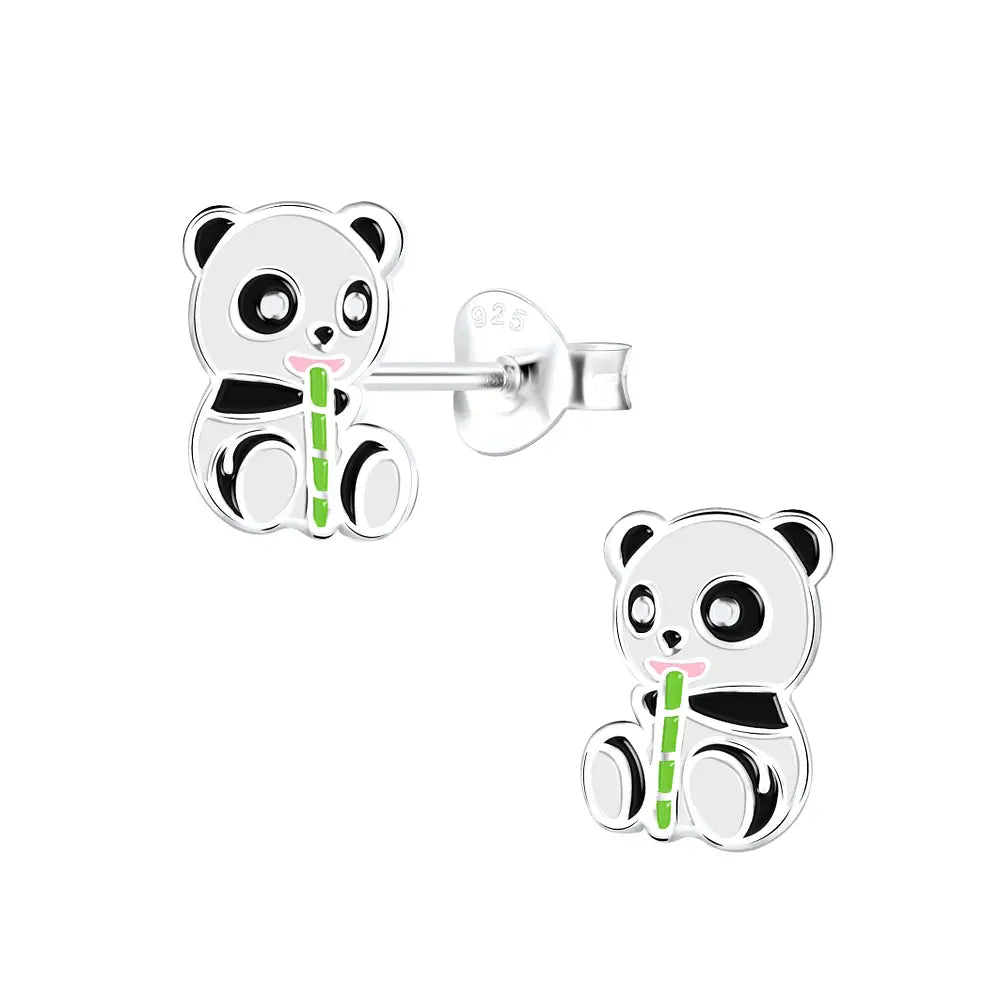 Children's 925 Sterling Silver Panda Bear Stud Earrings