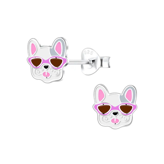 Children's Sterling Silver Cute Pug Dog Stud Earrings