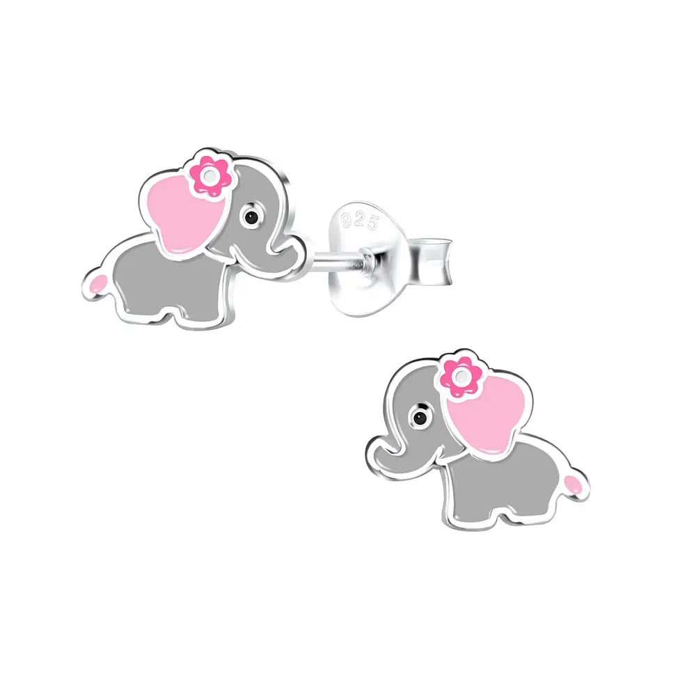 Children's Sterling Silver Cute Elephant Stud Earrings
