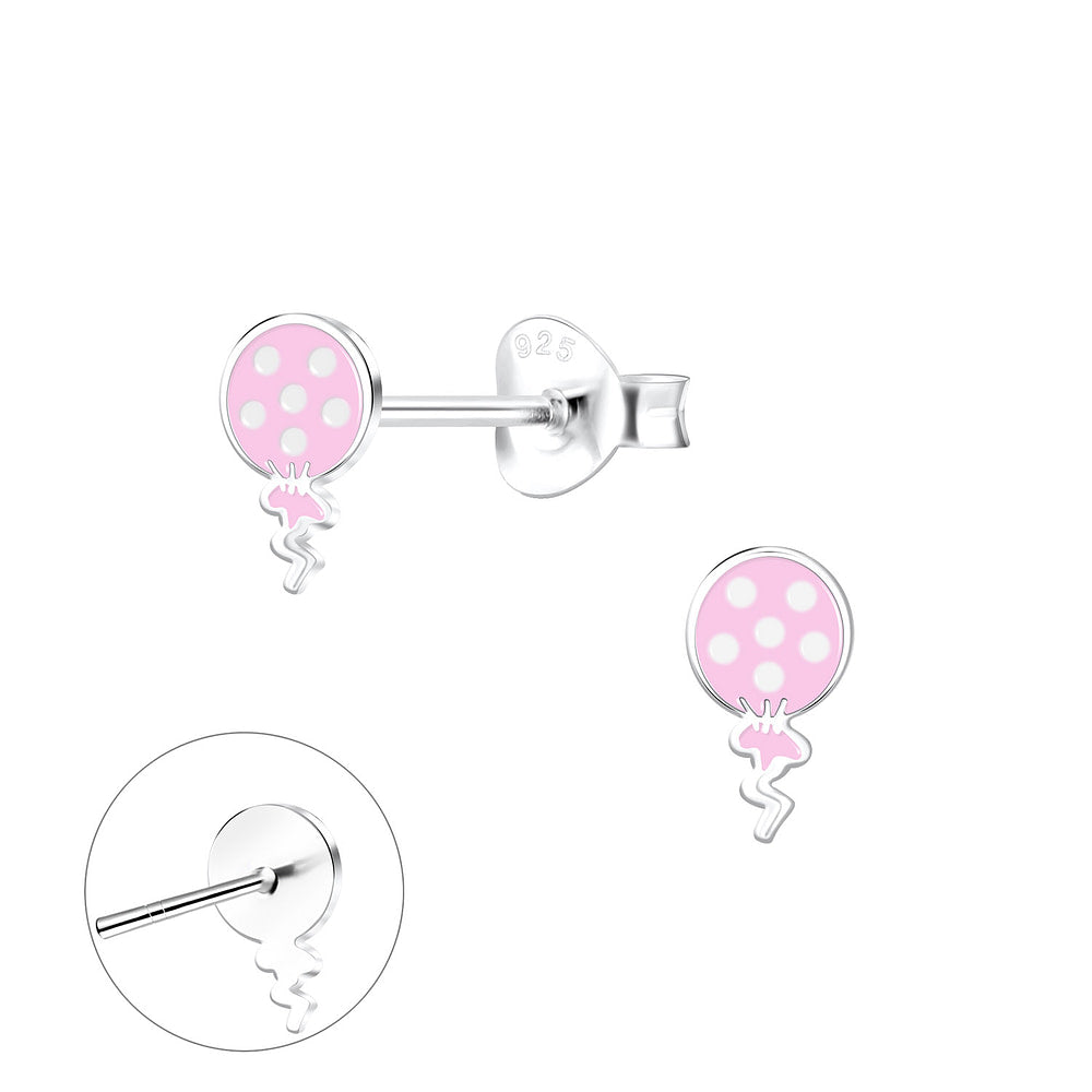 Children's Sterling Silver Pink Balloon Stud Earrings