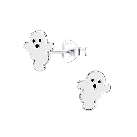 Children's 925 Sterling Silver Halloween Ghost Stud Earrings